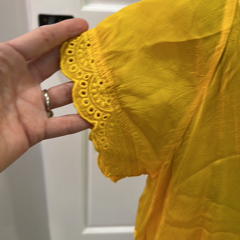 Johnny Was Yellow Embroidered Boho Top - Picture 8 of 10
